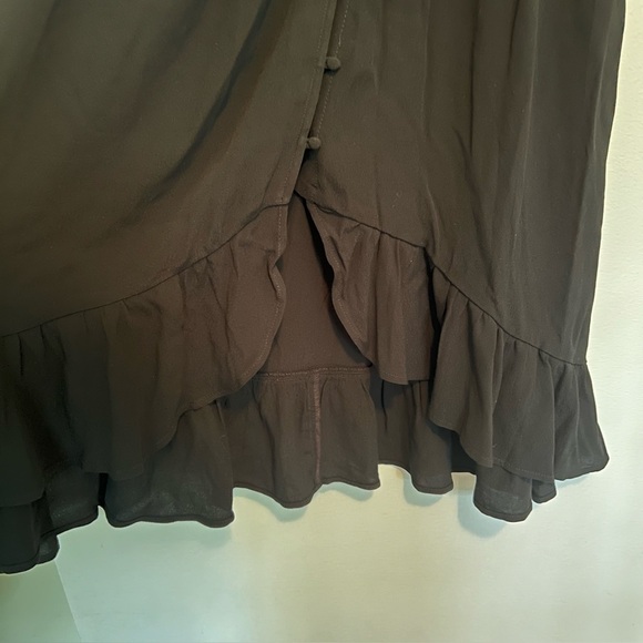 LOFT Ruffle Dress Hi Low Midi Black Button Sundress Size 0 - Picture 8 of 11